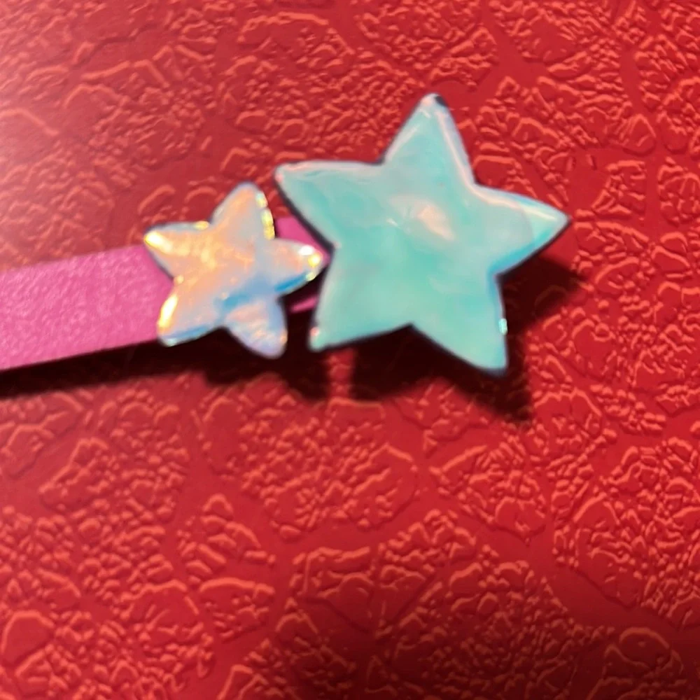 Belt Pink shiny Star thin belt for girls -  man made materials adjustable